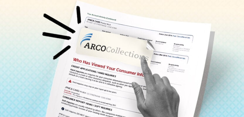 Credit report showing ARCO Collections collection account