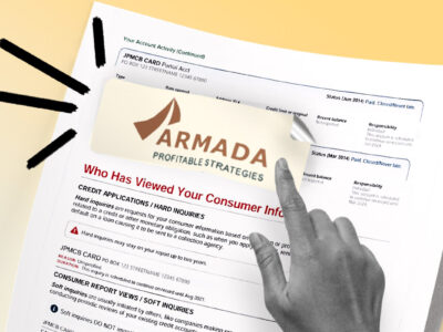 Credit report showing Armada Corp collection account