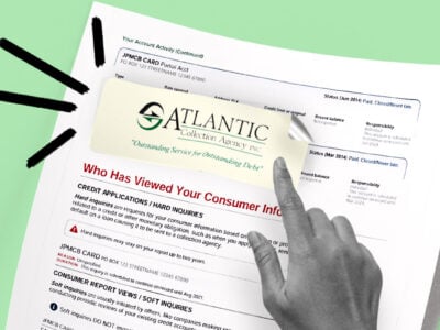 Credit report showing Atlantic Collection Agency collection account