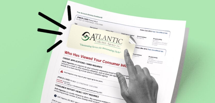 Credit report showing Atlantic Collection Agency collection account