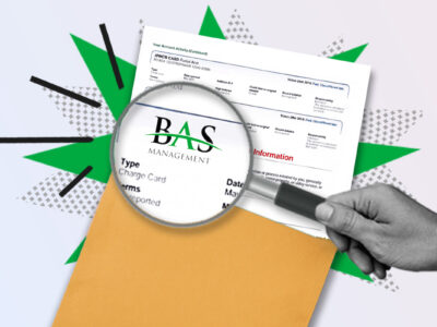 Credit report showing BAS Management collection account