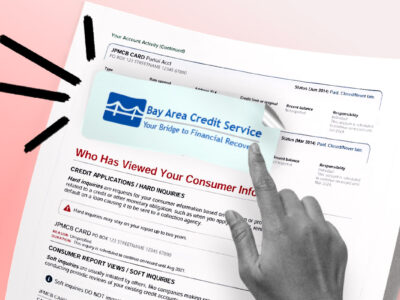 Credit report showing Bay Area Credit Service collection account