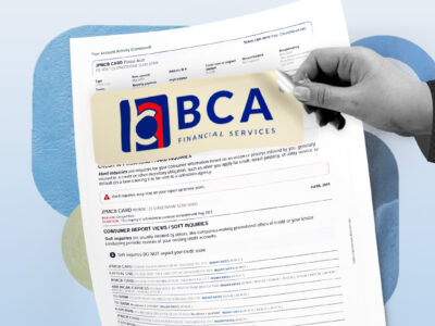 Credit report showing BCA Financial Services collection account