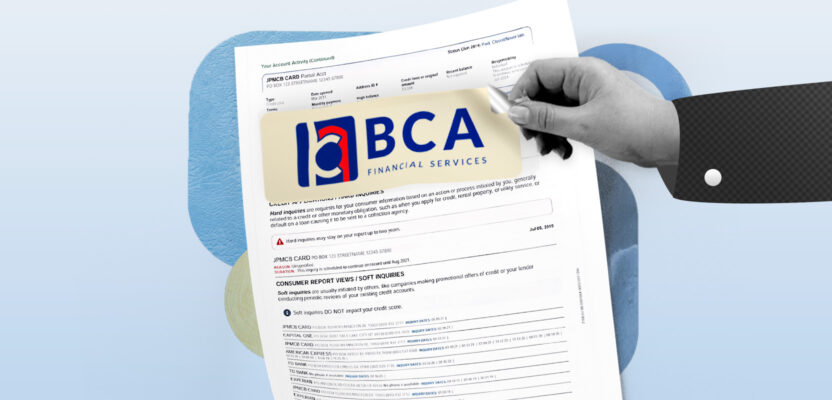 Credit report showing BCA Financial Services collection account