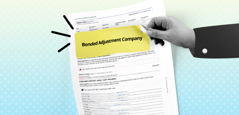 Credit report showing Bonded Adjustment Company collection account