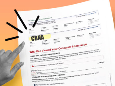 Credit report showing CBNA inquiry