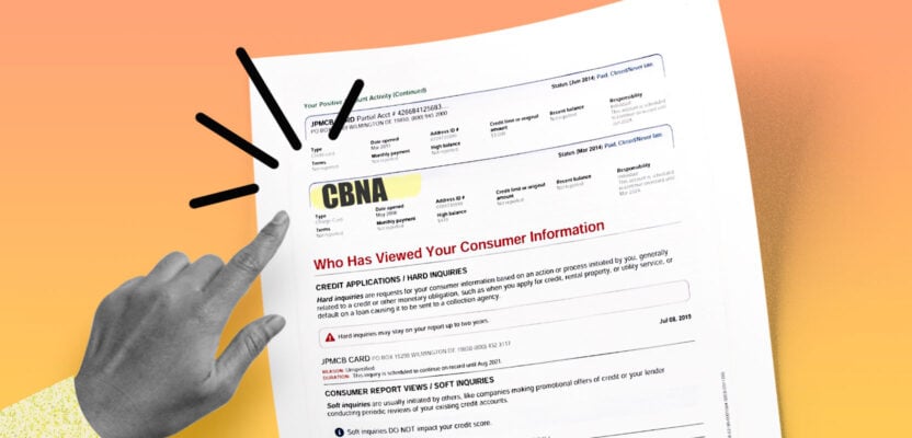 Credit report showing CBNA inquiry