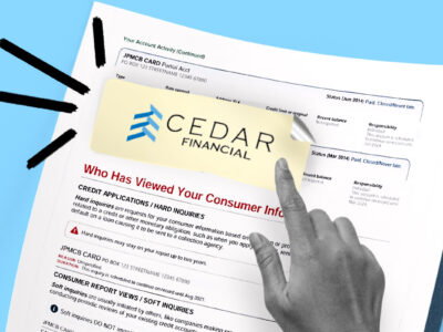 Credit report showing Cedar Financial collection account