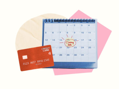 Calendar showing credit card closing date