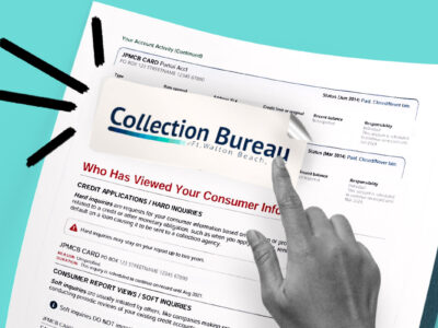 Credit report showing Collection Bureau of Fort Walton Beach collection account