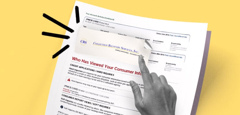 Credit report showing Collection Recovery Services collection account