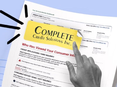 Credit report showing Complete Credit Solutions collection account