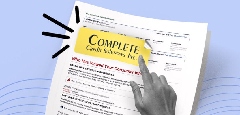 Credit report showing Complete Credit Solutions collection account