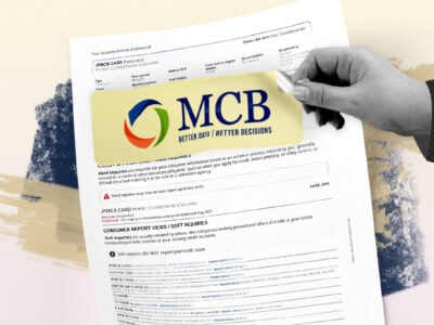 Credit report showing MCB Collection Service collection account