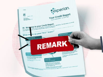 Remark sticker being removed from a credit report