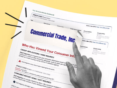 Credit report showing Commercial Trade, Inc. collection account