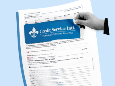 Credit report showing Credit Service International collection account