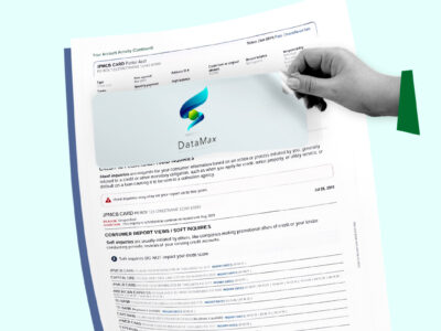 Credit report showing DataMax collection account