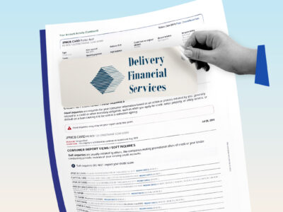 Credit report showing Delivery Financial Services collection account