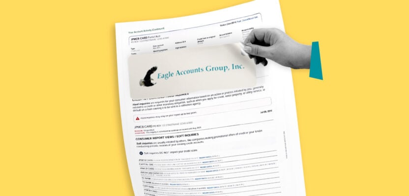 Credit report showing Eagle Accounts Group collection account