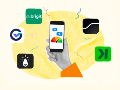 Phone surrounded by credit-building apps