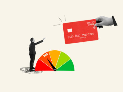 man with 500 credit score reaching for a credit card