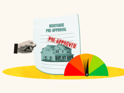 Mortgage pre-approval agreement affecting credit score gauge