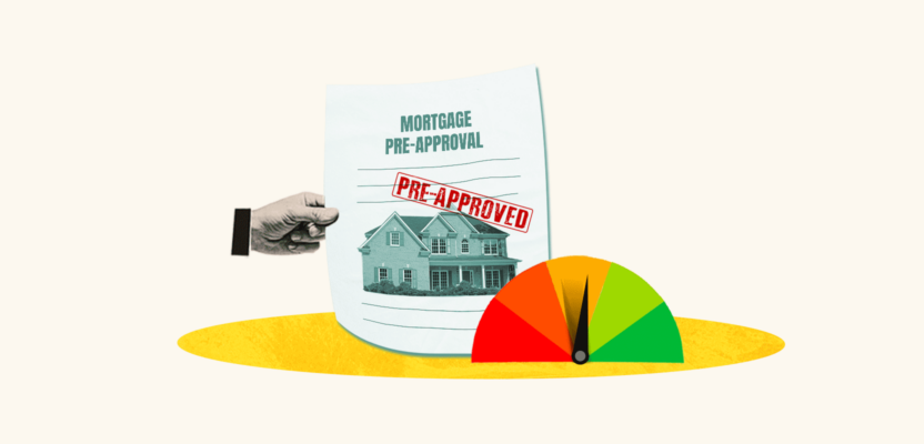 Mortgage pre-approval agreement affecting credit score gauge