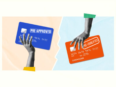 Prequalified credit card next to a pre-approved credit card