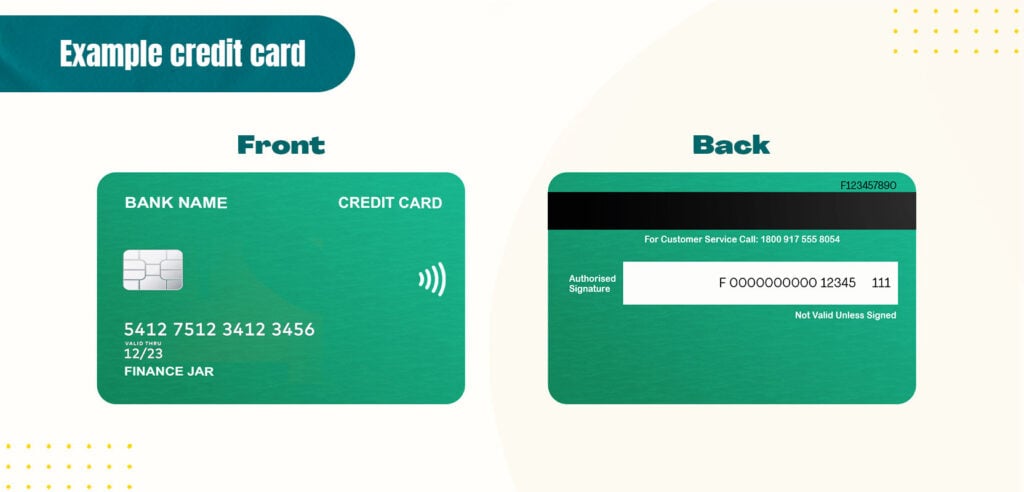 Front and back of a typical credit card